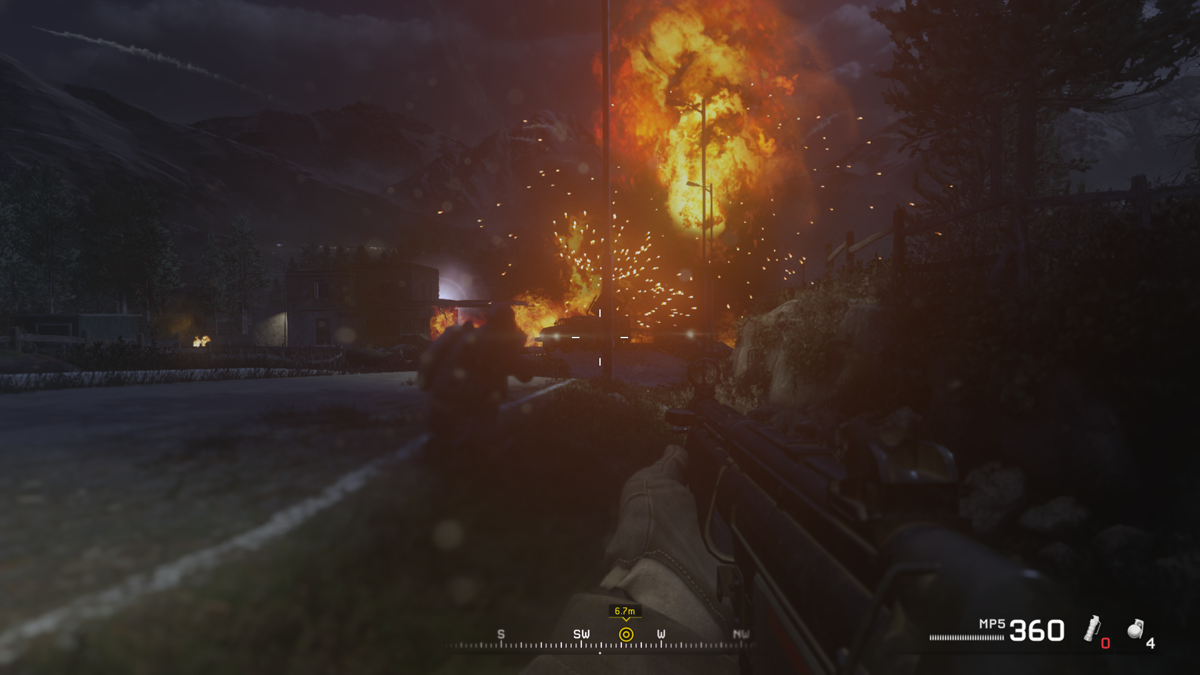 Call of Duty: Modern Warfare - Remastered (Xbox One) screenshot: Big and cinematic explosions.