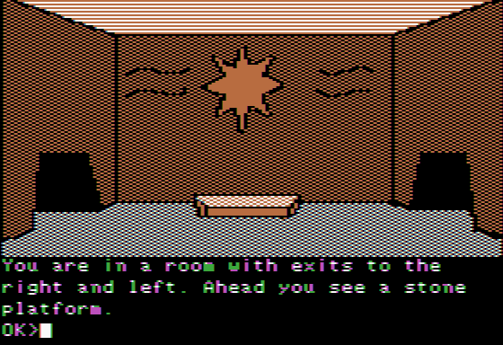 The Mask of the Sun (Apple II) screenshot: Go left or right?