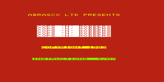 Cops n' Robbers (VIC-20) screenshot: Title Screen (Abrasco Version)