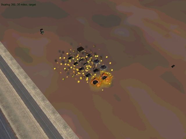 Jane's Combat Simulations: IAF - Israeli Air Force (Windows) screenshot: CBU-87 cluster bomb hit