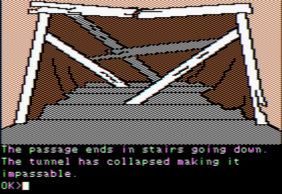The Mask of the Sun (Apple II) screenshot: The tunnel collapsed