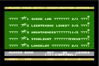 A Day at the Races (Atari 8-bit) screenshot: The Horses
