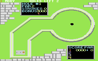 Mini Golf (Commodore 64) screenshot: Starting a new game.