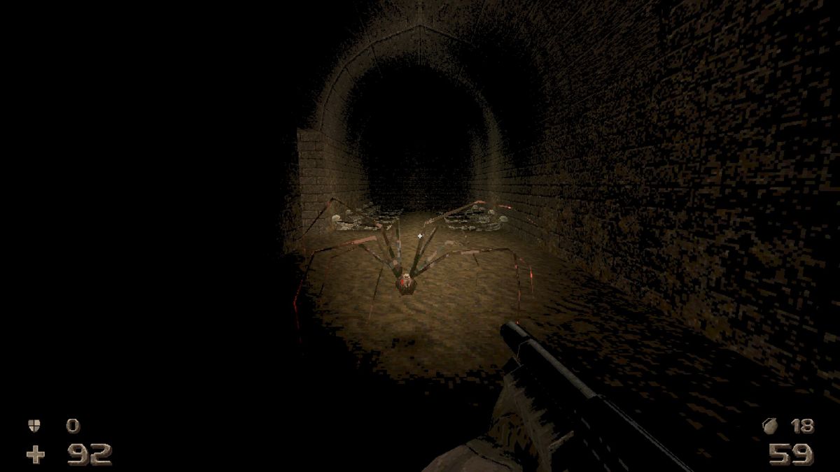 Hrot (Windows) screenshot: Attacked by a spider deep underground. (v0.5.5 Early Access)