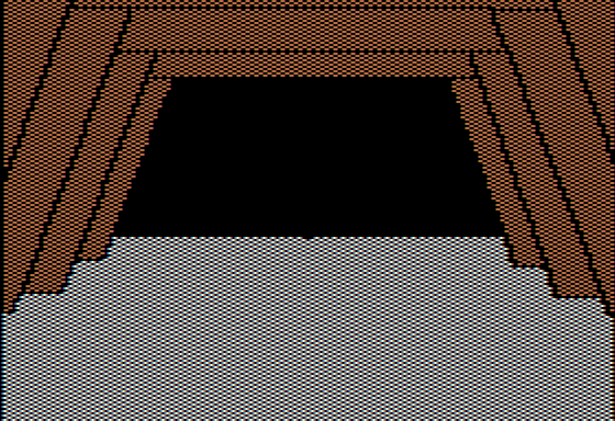 The Mask of the Sun (Apple II) screenshot: Crawling through a tunnel
