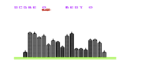 City Bomber & Minefield (VIC-20) screenshot: City Bomber: Flying Over the City
