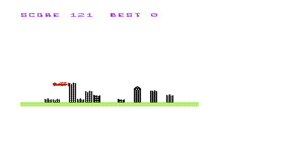 City Bomber & Minefield (VIC-20) screenshot: City Bomber: Crashing into a Building