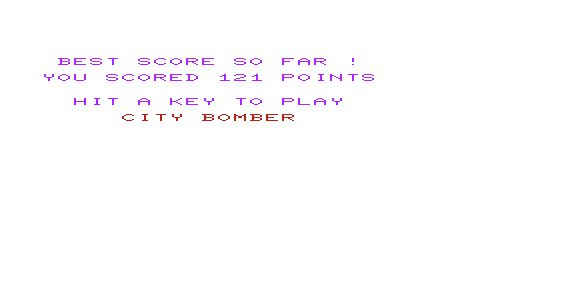 City Bomber & Minefield (VIC-20) screenshot: City Bomber: Final Score