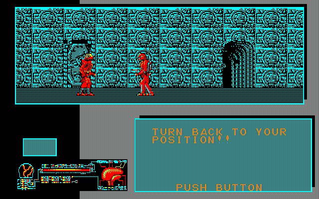 Relics (PC-88) screenshot: If you proceed this guy will attack you