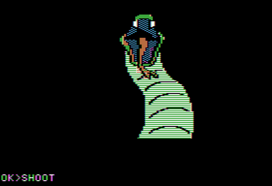 The Mask of the Sun (Apple II) screenshot: Watch out for snakes!
