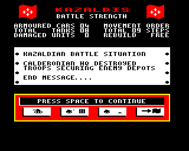 Tank Attack (BBC Micro) screenshot: Enemy HQ destroyed.