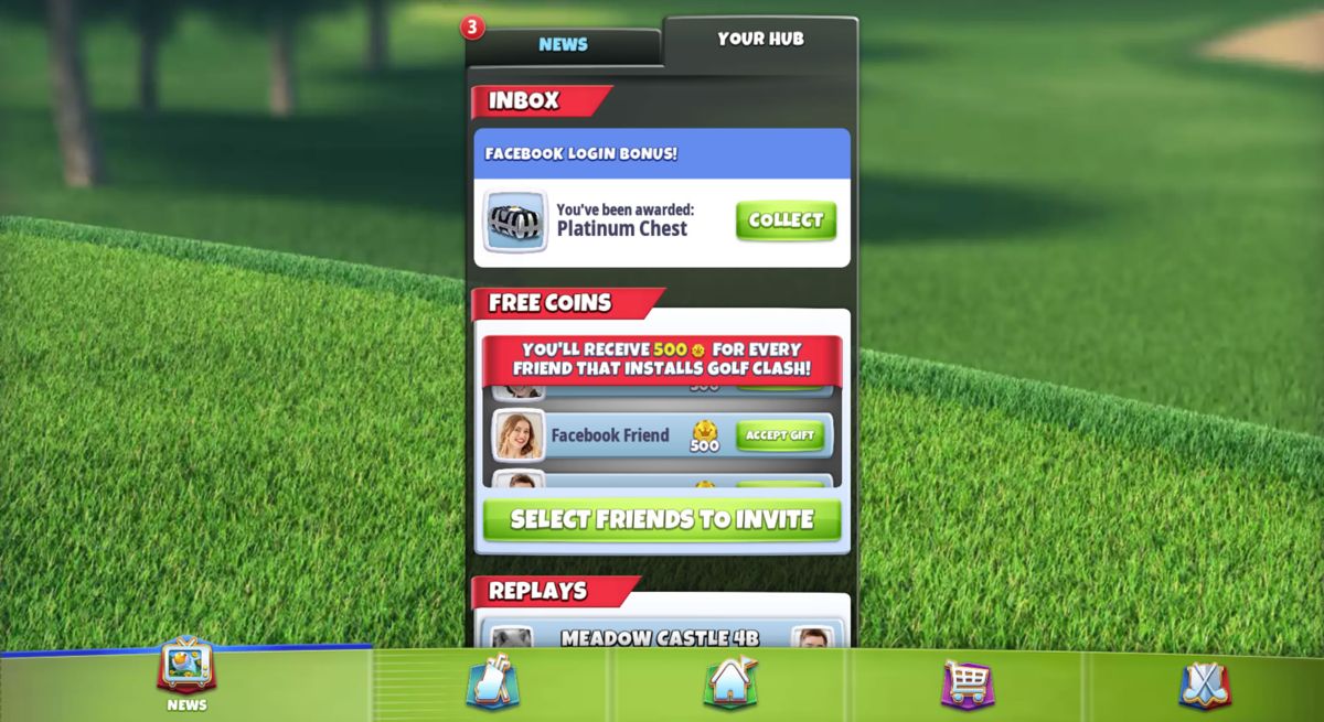 Golf Clash (Browser) screenshot: News feed