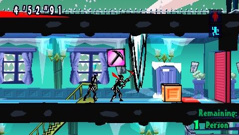 Exit (PSP) screenshot: Huge icicles can be destroyed with the pick