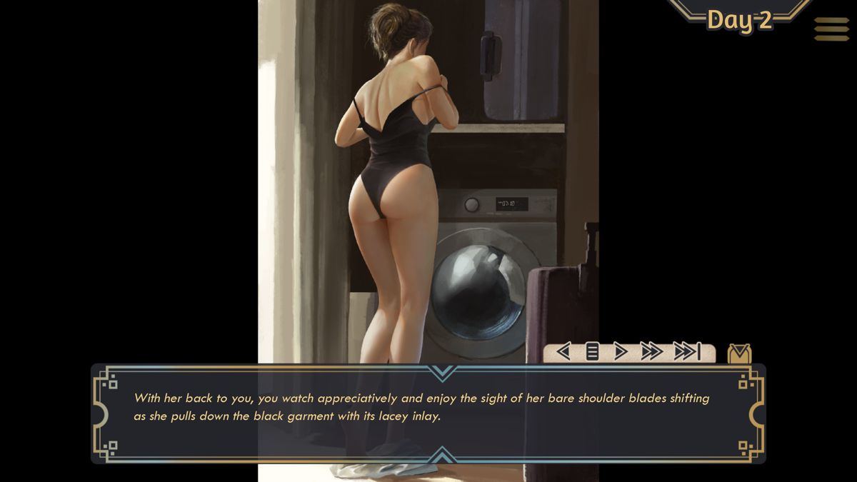 Milky Touch (Windows) screenshot: Peeking at Claudia undressing