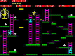 Chuckie Egg (ZX Spectrum) screenshot: Avoid the hens from touching you