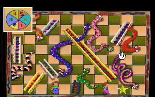 Hoyle: Official Book of Games - Volume 3 (DOS) screenshot: The graphics on the Snakes and Ladders game are really cute