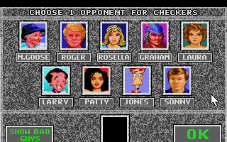 Hoyle: Official Book of Games - Volume 3 (DOS) screenshot: Play against all of your favorite Sierra characters. These are the "good guys".