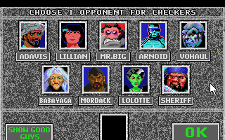 Hoyle: Official Book of Games - Volume 3 (DOS) screenshot: The "bad guys" - famous villains from Sierra's classics