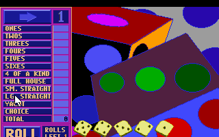 Hoyle: Official Book of Games - Volume 3 (DOS) screenshot: Playing Yacht (Yachtze). This is the only game you can play alone.
