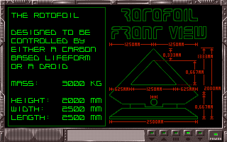 Masterblazer (DOS) screenshot: The Masterblazer museum contains info on the rotofoils...