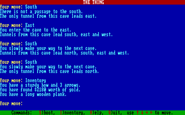 The Thing (DOS) screenshot: Inventory.
