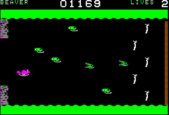 Evolution (Apple II) screenshot: Collect sticks as a beaver