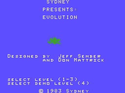 Evolution (ColecoVision) screenshot: Title screen