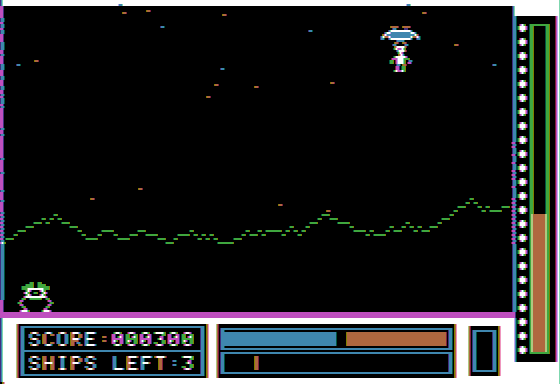 Lunar Leeper (Apple II) screenshot: Picked up a person...