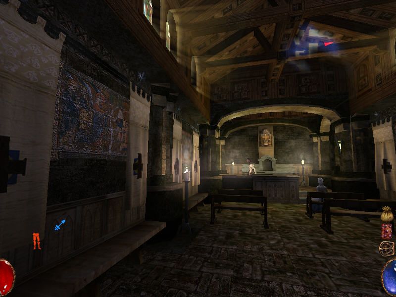 Arx Fatalis (Windows) screenshot: Beautiful art in the local church