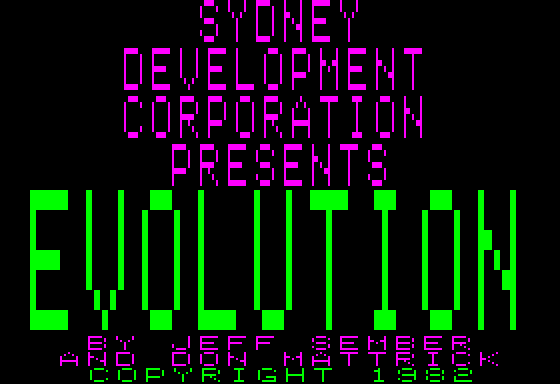 Evolution (Apple II) screenshot: Title screen