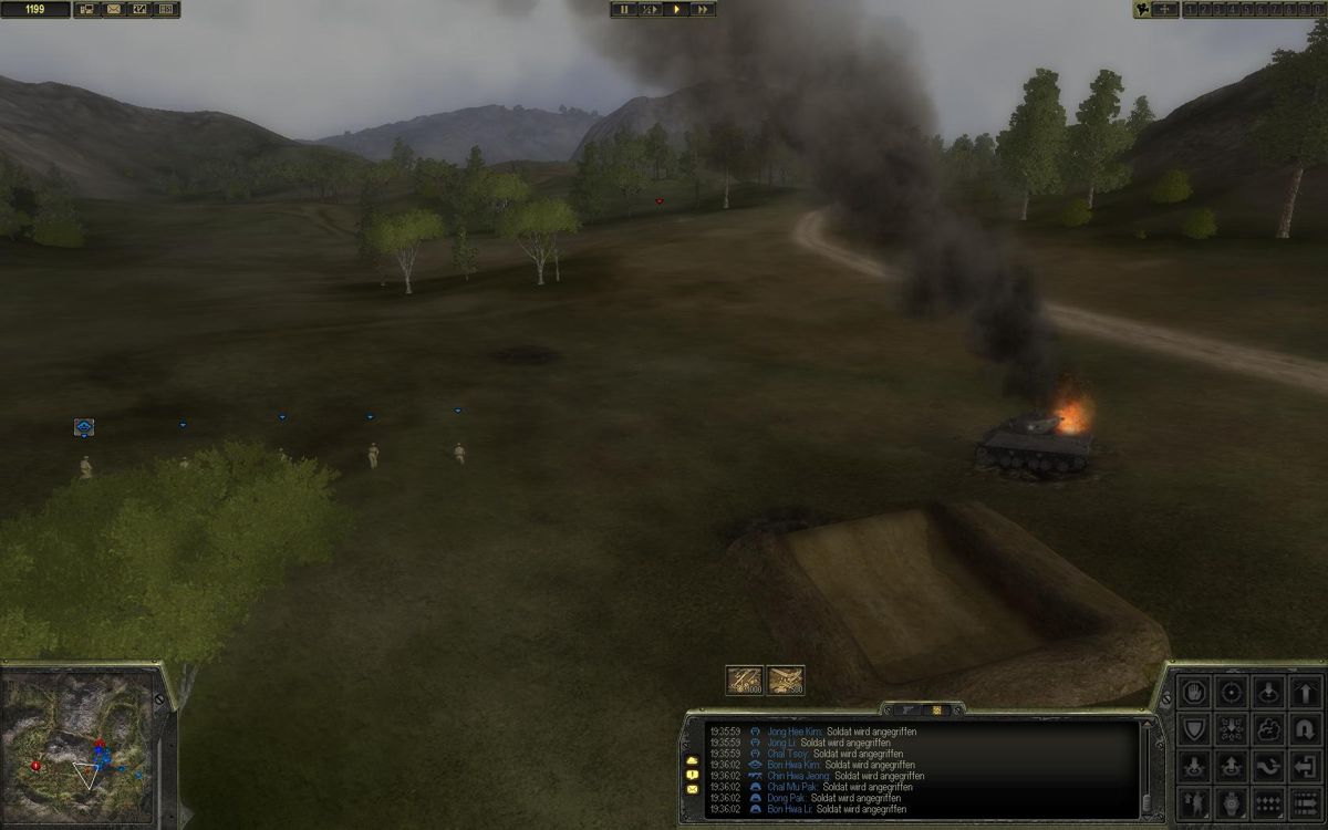 Theatre of War 3: Korea (Windows) screenshot: Sherman is burning