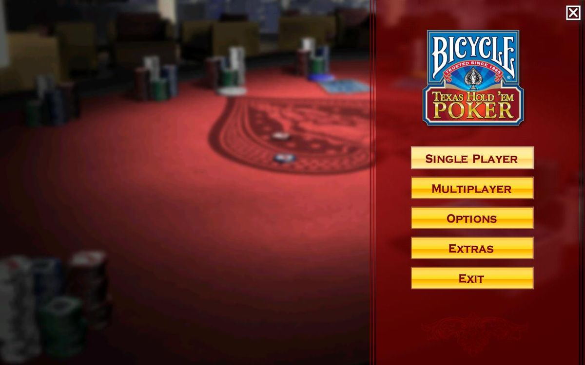 Bicycle Texas Hold 'em Poker (Windows) screenshot: Main Menu