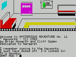 Waxworks (ZX Spectrum) screenshot: After confirming this is the start of a game and not a resumption, a new game commences