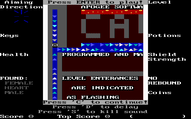 The Thor Trilogy (DOS) screenshot: The demo screen gives an explanation of the use of every item.
