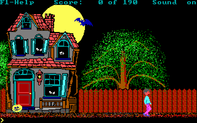 Hugo's House of Horrors (DOS) screenshot: The beginning - This is where Penelope was last seen!