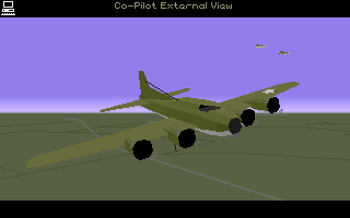 B-17 Flying Fortress (DOS) screenshot: External view of plane.