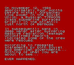 The Hunt for Red October (NES) screenshot: Introduction Text