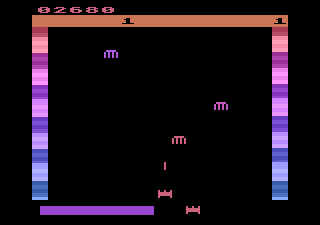 Threshold (Atari 2600) screenshot: Attempting to blast one of the remaining invaders