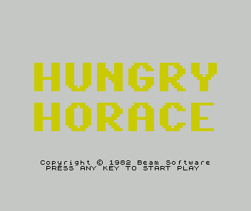 Hungry Horace (ZX Spectrum) screenshot: The title screen flashes through the colour palette