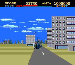 ThunderBlade (TurboGrafx-16) screenshot: Stage 1 (3rd-person perspective)