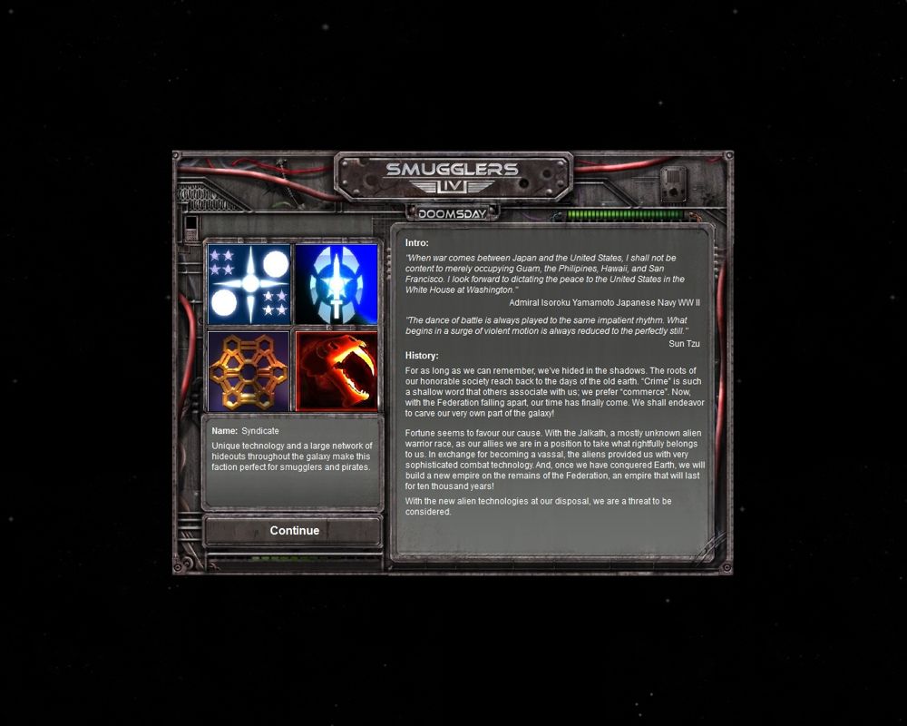 Smugglers IV: Doomsday (Windows) screenshot: Selecting a faction - Up to four different factions to choose from.