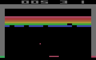 Breakout (Atari 2600) screenshot: Just started a new game