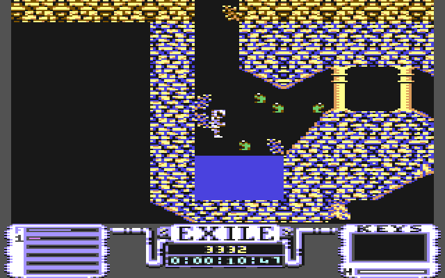 Exile (Commodore 64) screenshot: The friendly frogs