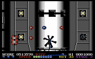 ThunderBlade (Commodore 64) screenshot: Look out, you're under attack!