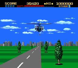ThunderBlade (TurboGrafx-16) screenshot: Approaching a city in the distance