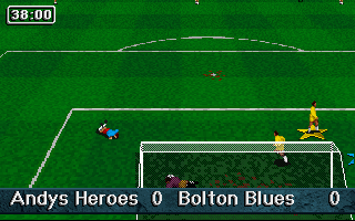 Striker '95 (DOS) screenshot: Teams of fun play with each other.