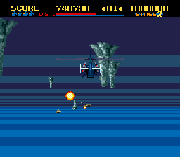 ThunderBlade (TurboGrafx-16) screenshot: Flying through "The Land of Blue"