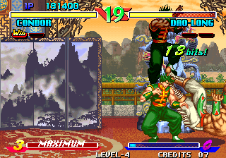 Breakers (Neo Geo) screenshot: How can a guy take 13 powerful hits?