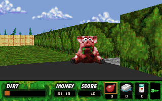 H.U.R.L. (DOS) screenshot: A Pig, ready to be washed.