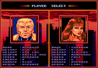 Ex-Mutants (Genesis) screenshot: Choosing your player